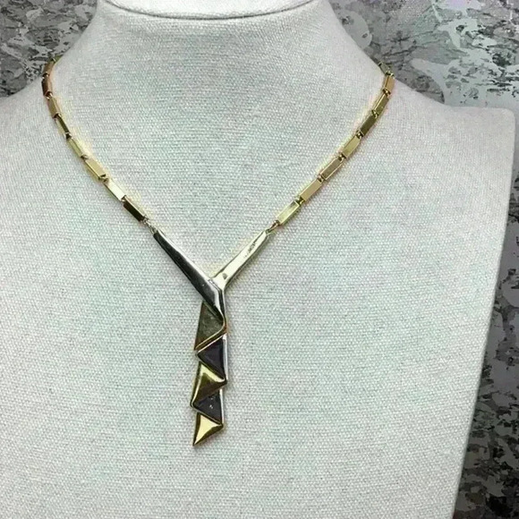 Trifari Jewelry - Trifari Gold and Silver Geometric Necklace